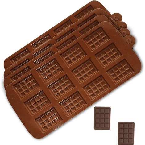 4 Moule Chocolat, 12 Cavités Antiadhésif, Silicone Alimentaire, Pour Pralines, Bonbon, Décoration Gateau (1/5)