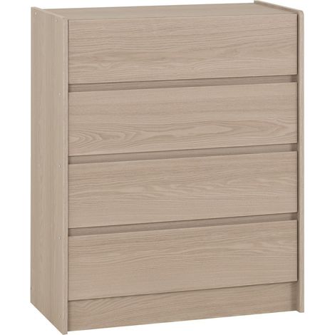 Paris 4 Drawers Chest - L40 x W80 x H98 cm - Smoked Ash Effect