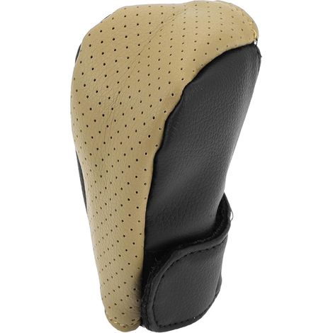 Lntyq Couvre Levier Vitesse, Pommeau Levier De Vitesse En Cuir, Couvre Poignée De Pommeau Levier Vitesse, Anti Dérapant Couverture Boutons Pour La Plupart Des Transmissions Manuelles(Noir/Beige) (1/5)