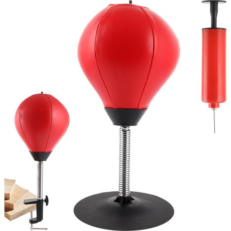 Ensemble Complet Punching Ball Bureau Rouge avec Ventouse (1/5)