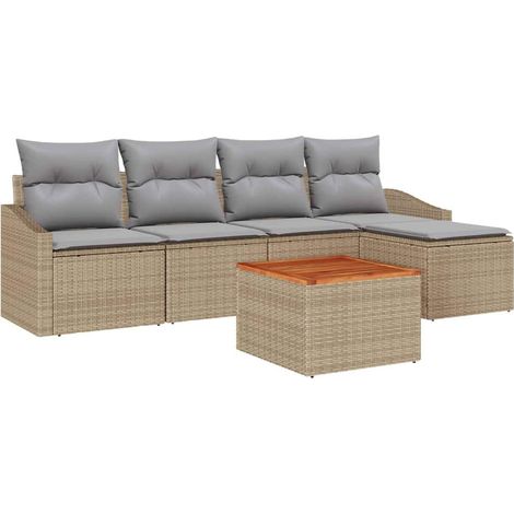 Maison Exclusive - Gartensofa-set 6 pcs Beige und Hellgrau Poly-R