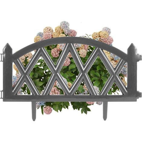 Kunststoff-Gartenzaun, graue Palisadenbegrenzung, Rasenkante, 49 cm (1/5)