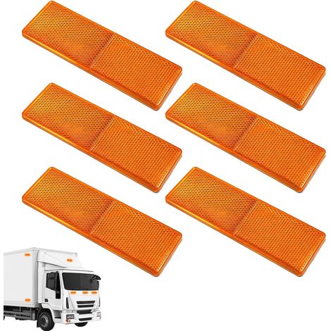 6 Catadioptres Autocollants 15x5cm Orange Réflecteurs Remorque (1/5)