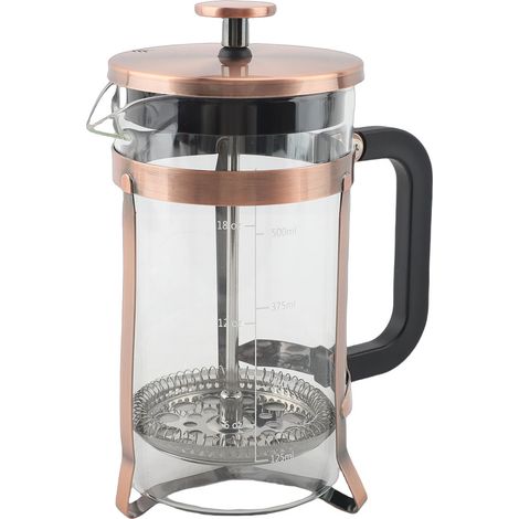 Caffettiera a pressa francese in vetro borosilicato con 2 filtri a rete, facile da pulire, ideale per casa, ufficio e campeggio. Capacità: 600 ml. (1/3)
