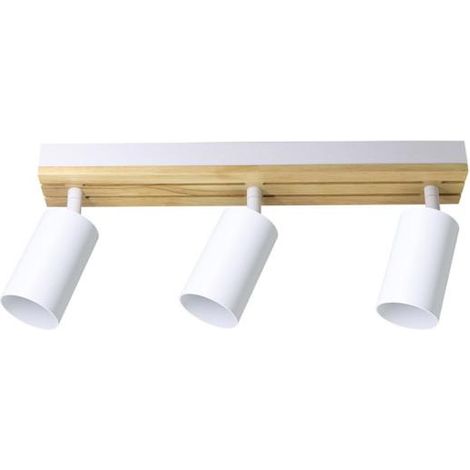 Waikato 3xGU10 Steckdosenleiste, weiß/Holz, verstellbar, 16,5 x 38 x 5,5 cm