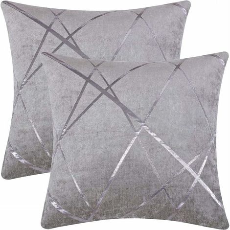 Silver Gray Luxury Velvet Cushion Covers Cases, Cozy Accent Cushion, Best Square Decorative Pillow Covers Couch Sofa Bed Couch 18x18 Inch 45x45CM Set of Two (1/5)