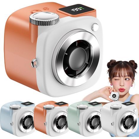 Ventilateur mini caméra 199 vitesses, ventilateur portable rechargeable avec cordon,Orange (1/5)