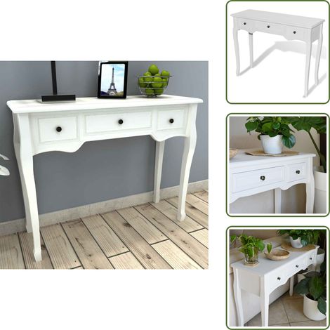 Meuble de cuisine - vidaXL Table de console et coiffeuse avec 3 tiroirs Blanc - Meuble de couloir (1/5)