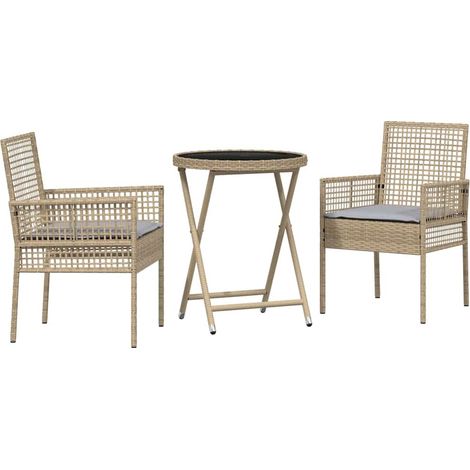 Maison Exclusive - Juego Bistro de Jardín 3 pcs Beige ratán sinté