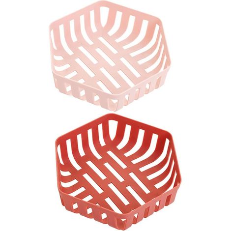 Juego de 2 cestas escurridoras creativas de alta calidad para degustación de alimentos, cesta multiusos para frutas y verduras, ideal para el hogar y la sala de estar (rosa claro y rojo) - 2 piezas