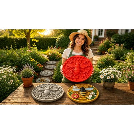 Moule à marches décoratives réutilisable pour jardin, grand moule en silicone de 4,8 m (15,7 pi), décoration de jardin et d'allée à faire soi-même, dalle de ciment en forme de cœur (1/5)