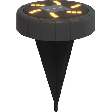 Set di 12 luci solari da giardino con picchetti da terra per esterni facili da installare in plastica nera 020056666