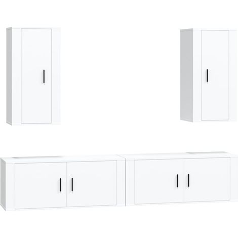 Maison Exclusive - 4-tlg. TV-Schrank-Set Weiß Holzwerkstoff