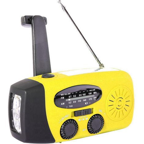 Radio de secours solaire et manivelle 1000mAh avec lampe torche LED et alarme SOS pour urgences en plein air (1/5)