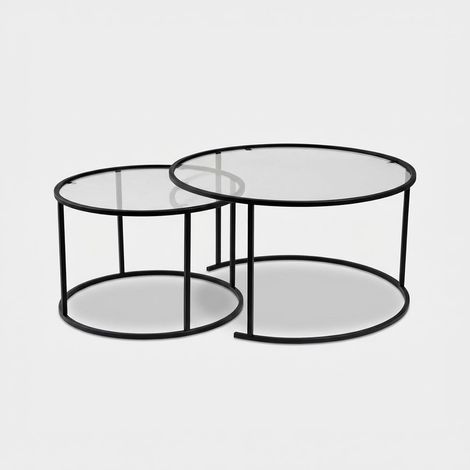 Set Couchtische aus schwarzem gehärtetem Glas Aurum Transparent 80 - Schwarz (1/5)