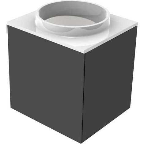 Lavabo noir sans trou de robinetterie. poignée gauche