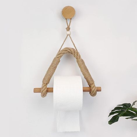 Soporte para papel higiénico de cuerda, soporte autoadhesivo para rollo de papel higiénico, toallero de cuerda náutica industrial antigua, accesorios de baño