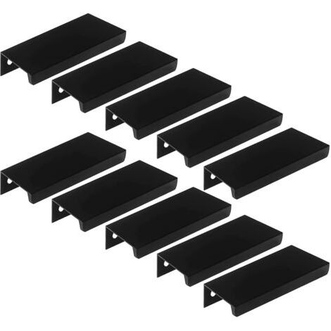 Lot de 10 Poignée Noir Poignée de Meuble Noir- Poignée Invisible Poignee de Meuble Cuisine Noir Poignée Meuble Noir poignée de porte cuisine intégré Entraxe 192mm (1/5)