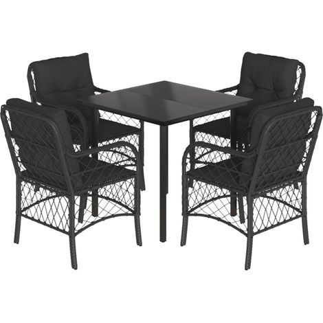 Maison Exclusive - 5-tlg. Garten-Essgruppe mit Kissen Schwarz Pol (1/5)