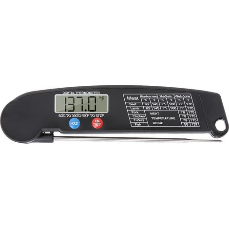 Thermomètre numérique sonde pliable lecture instantanée pour viande cuisine alimentaire avec sonde rotative 180° pour grill barbecue lait usage cuisine