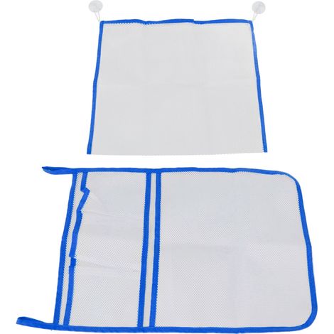 Set mit 2 Stoff-Badespielzeug-Organizern, hängenden Badespielzeughaltern, Aufbewahrungsnetz mit Saugnapfhaken, blau (1/5)