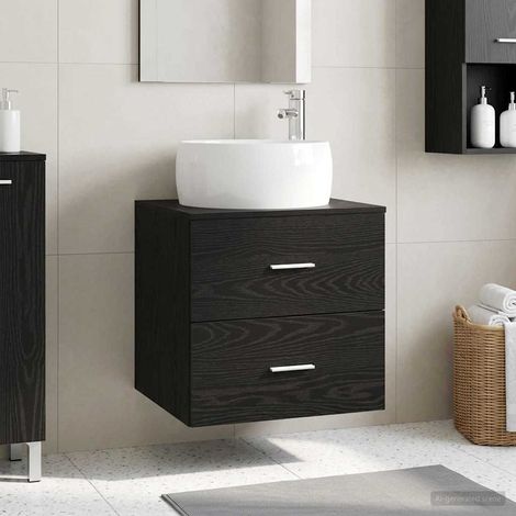 vidaXL Mobile Lavabo da Parete Rovere Nero 49,5 x 44,5 x 66 cm