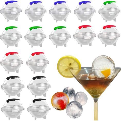Round Ice Cube Mold 16 Pieces Ice Ball Mold Whiskey Ice Ball with Small Funnel, Random Color, Round Ice Cube Tray for Whiskey, Cocktails, Juice (1/5)