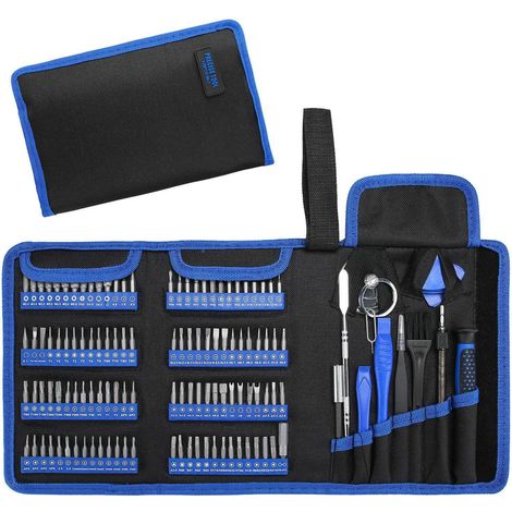 Juego de destornilladores de precisión retráctiles de 126 pulgadas con kit magnético de 112 piezas para MacBook, iMac, iPhone y dispositivos electrónicos (negro) (1/5)