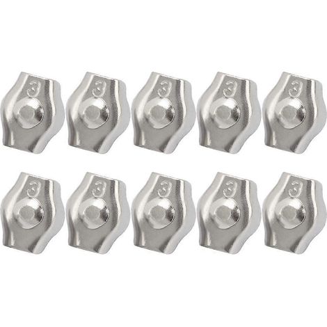 Kit de 10 serre-câbles en acier inoxydable pour câble simple fil-1.7X1.5CM-Silver (1/3)
