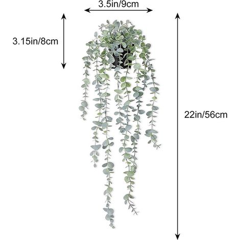 Plante Suspendue Artificielle - Vigne Verte - Pot En Plastique - Décoration Intérieure Extérieure - Gris - 1 Pièce (1/5)