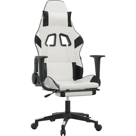 Maison Exclusive - Sedia da Gaming con Poggiapiedi Bianco e Nero in Similpelle