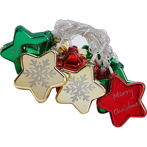 Ghirlanda luminosa natalizia decorativa, creativa, a batteria, a forma di stella in plastica, ideale per decorazioni di negozi e casa, 1,5 m / 4,9 piedi, confezione da 10 (1/5)