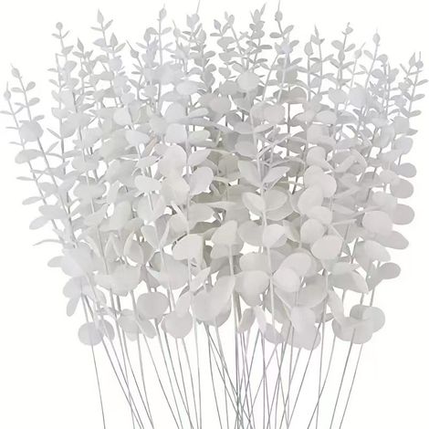 Branches décoratives d’eucalyptus gris-argent, 20 unités, usage intérieur/extérieur
