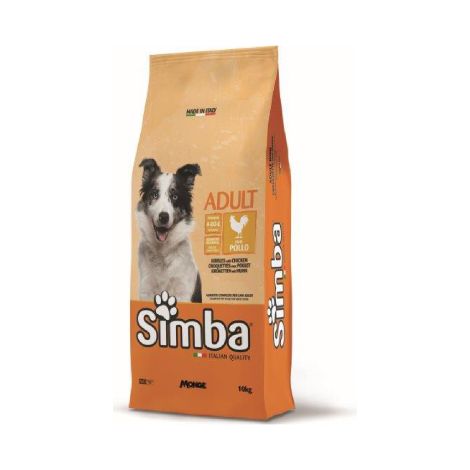 Monge Simba nourriture pour chien 10 kg croquettes au poulet pour chiens adultes vitamines A-D3-E sans colorants artificiels ni conservateurs ajoute's