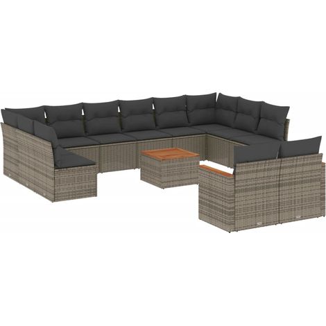Maison Exclusive - Set sofás de jardín con cojines 13 piezas ratá (1/3)