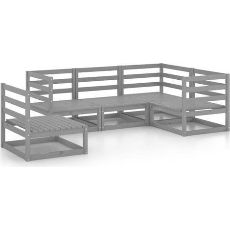 Maison Exclusive - Set Divani da Giardino 5 pz Grigio in Legno Massello di Pino