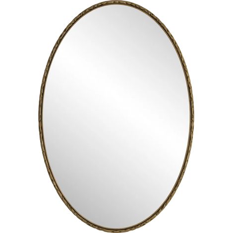 Miroir ovale rétro en fer effet antique pour salle de bain, chambre et salon, cadre doré (1/5)