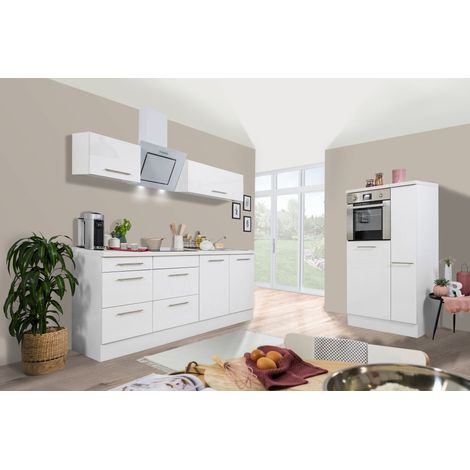 Cuisine Kitchenette Bloc cuisine blanc Amanda 300 cm Respekta Premium