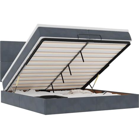 Maison Exclusive - Ottoman-Bett mit Matratzen & LEDs Dunkelgrau 2