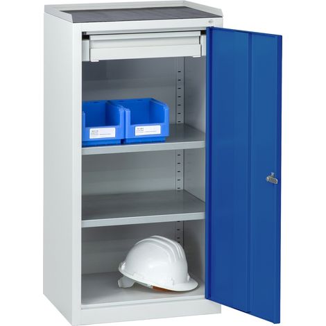 C+P Stahl-Flügeltürenschrank Serie 89, H1000xB100xT500mm, 7035/5010