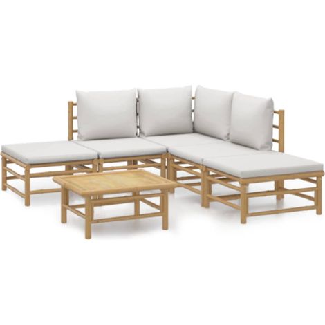 Maison Exclusive - 6-tlg. Garten-Lounge-Set mit Hellgrauen Kissen