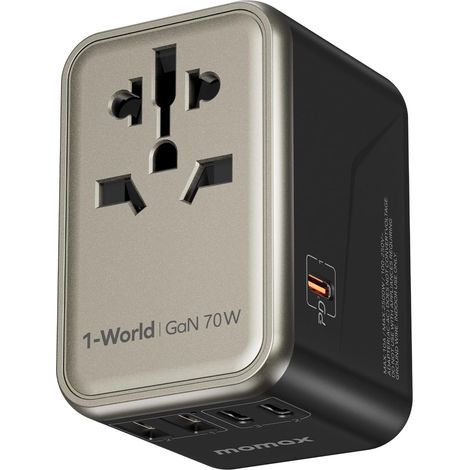 Adaptateur Prise Universelle, Adaptateur Voyage avec 70 W 3 USB C et 2 USB A, Adaptateur Universel de Voyage France vers Anglaise UK Irlande USA Canada Australie Chine Japon Thaïlande (1/5)