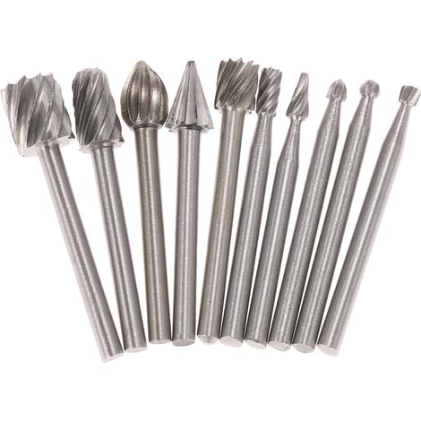 Accesorios para rectificado eléctrico: 10 fresas rotativas HSS con vástago de 3 mm para taladrado, herramientas para trabajar la madera y grabado CNC.