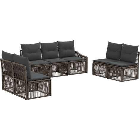 Gartensofa-set 7 pcs Grau Poly-Rattan vidaXL