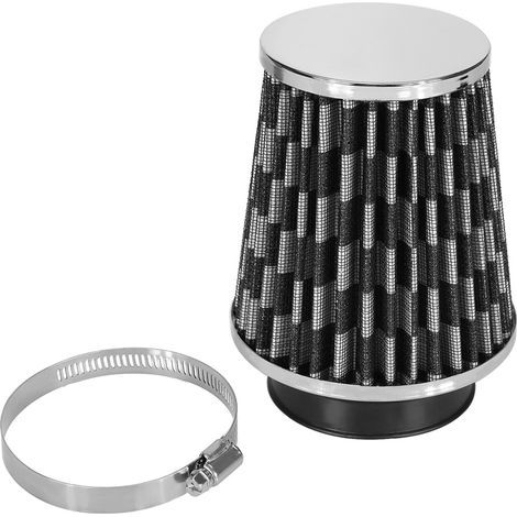 Akozon 76mm Intake Filter High Flow Cold Air Intake Kit for Car High Power Mesh Cone (Black).