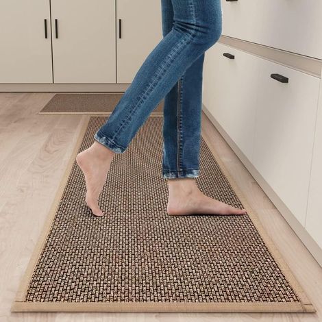 Tapis Cuisine, ​Tapis de Cuisine Devant ​Evier Lavable Antidérapant en Caoutchouc et -44120cm1pcs, Couleur café brun