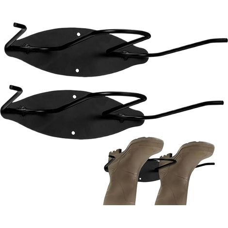 Étagère murale pour bottes 2 pièces, organiseur en acier inoxydable Porte-chaussures en métal pour Garage, Sous-sol, Atelier, Cabane, Porche, Entrée (1/5)
