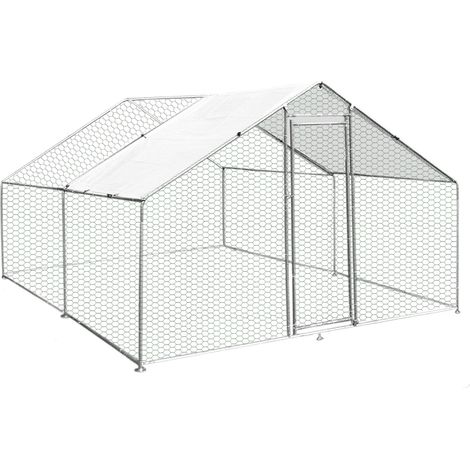 MonsterShop - Pollaio Recinzione Recinto per Capi Pollame Galline Polli Aia Animali Stia Gabbia con Tettoia Impermeabile 3x4x2m