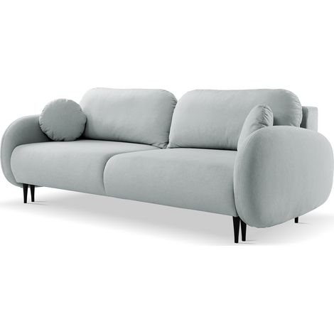 Selsey BAFRA - Dreisitzer-Sofa mit Schlaffunktion und Bettkasten, Easy-Clean Samtbezug Grau (1/5)