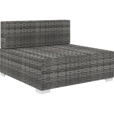 Siège central sectionnel 1 pc et coussins Résine tressée Gris (1/5)